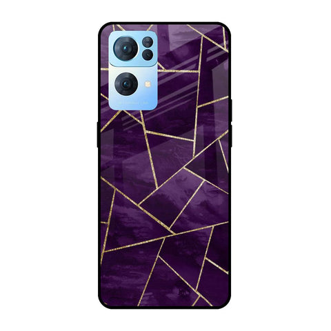 Geometric Purple Glossy Case For Oppo Reno7 Pro 5G