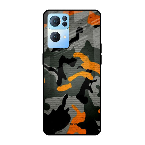 Camouflage Orange Glossy Case For Oppo Reno7 Pro 5G
