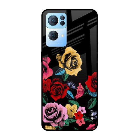 Floral Decorative Glossy Case For Oppo Reno7 Pro 5G