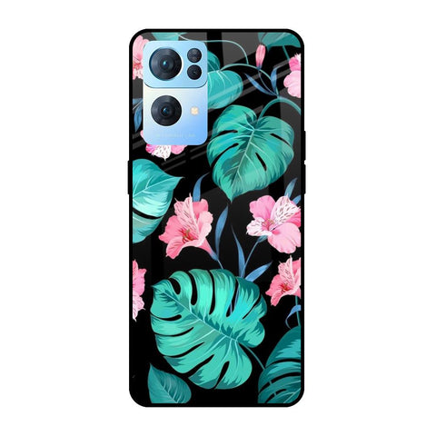 Tropical Leaves & Pink Flowers Glossy case for Oppo Reno7 Pro 5G