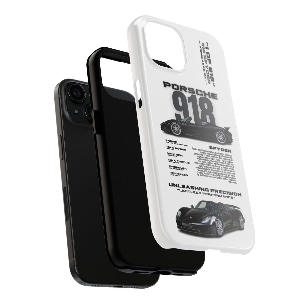 Porsche 918 Spyder White Premium Tough Shining Phone Case (Double Layer) Available For All iPhone Models