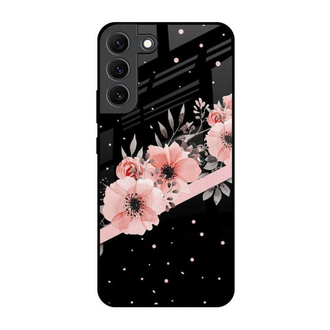 Floral Black Band Glossy Case For Samsung Galaxy S22 5G