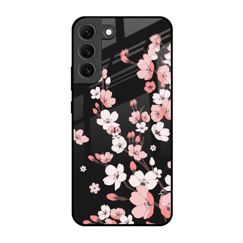 Black Cherry Blossom Glossy Case for Samsung Galaxy S22 5G