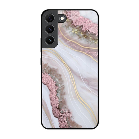 Pink & Gold Gllitter Marble Glossy Case for Samsung Galaxy S22 5G