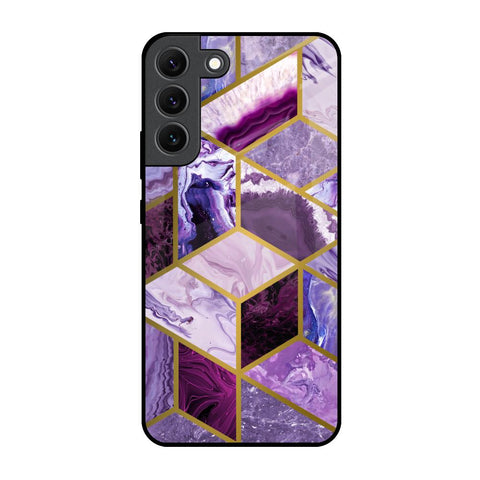 Purple Rhombus Marble Glossy Case for Samsung Galaxy S22 5G