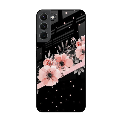 Floral Black Band Glossy Case For Samsung Galaxy S22 Plus 5G