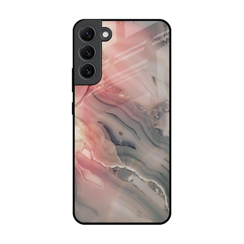 Pink And Grey Marble Glossy Case For Samsung Galaxy S22 Plus 5G