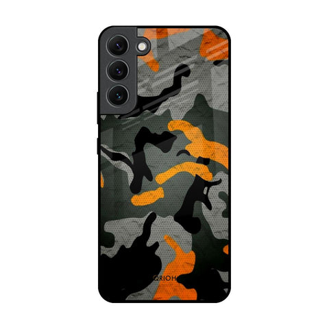 Camouflage Orange Glossy Case For Samsung Galaxy S22 Plus 5G