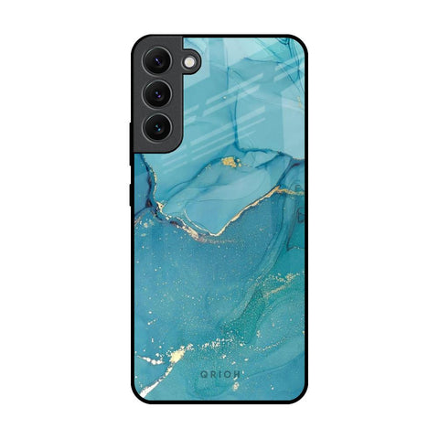 Blue Golden Glitter Glossy Case for Samsung Galaxy S22 Plus 5G
