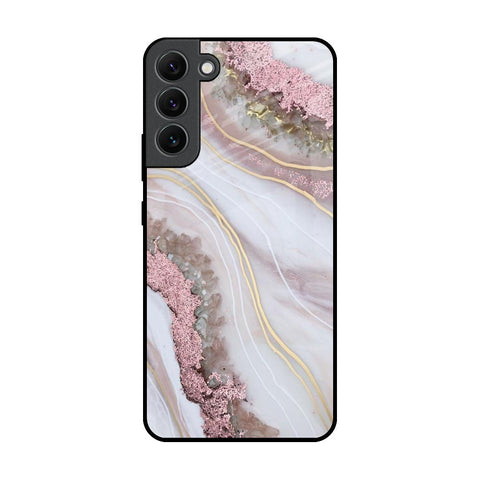 Pink & Gold Gllitter Marble Glossy Case for Samsung Galaxy S22 Plus 5G