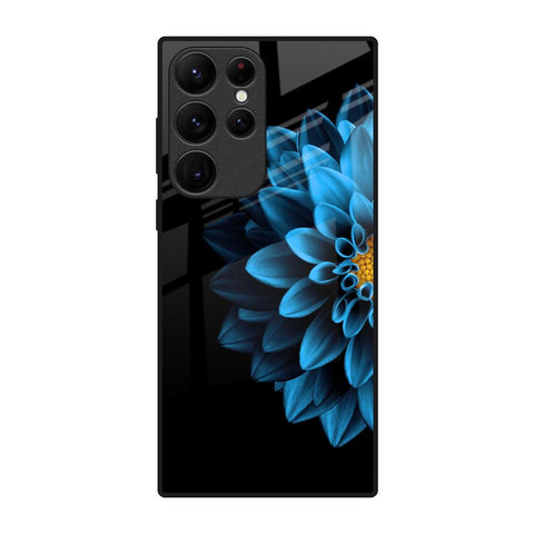 Half Blue Flower Glossy Case for Samsung Galaxy S22 Ultra 5G