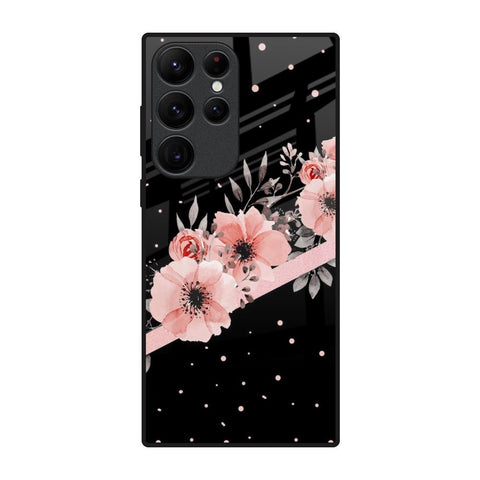 Floral Black Band Glossy Case For Samsung Galaxy S22 Ultra 5G