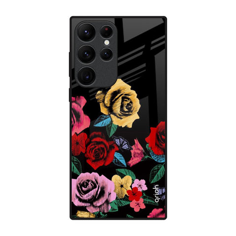 Floral Decorative Glossy Case For Samsung Galaxy S22 Ultra 5G