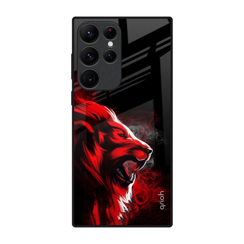 Red Angry Lion Glossy Case for Samsung Galaxy S22 Ultra 5G