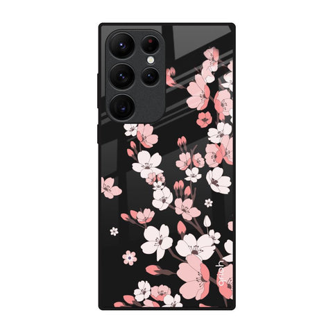 Black Cherry Blossom Glossy Case for Samsung Galaxy S22 Ultra 5G