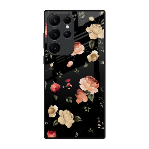 Black Spring Floral Glossy Case for Samsung Galaxy S22 Ultra 5G