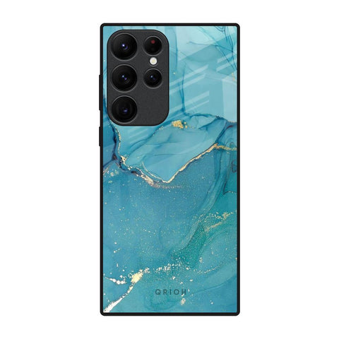 Blue Golden Glitter Glossy Case for Samsung Galaxy S22 Ultra 5G