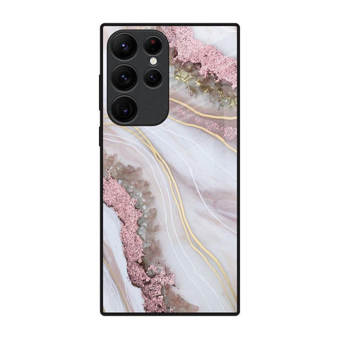 Pink & Gold Gllitter Marble Glossy Case for Samsung Galaxy S22 Ultra 5G