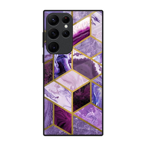 Purple Rhombus Marble Glossy Case for Samsung Galaxy S22 Ultra 5G