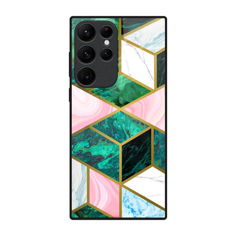 Seamless Green Marble Glossy Case for Samsung Galaxy S22 Ultra 5G
