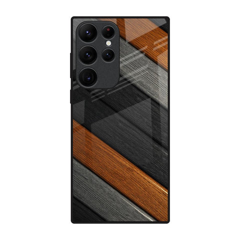 Tri Color Wood Glossy Case for Samsung Galaxy S22 Ultra 5G