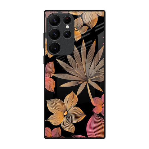 Lines Pattern Flowers Glossy Case for Samsung Galaxy S22 Ultra 5G