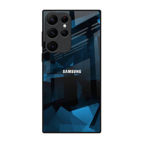 Polygonal Blue Box Glossy Case For Samsung Galaxy S22 Ultra 5G