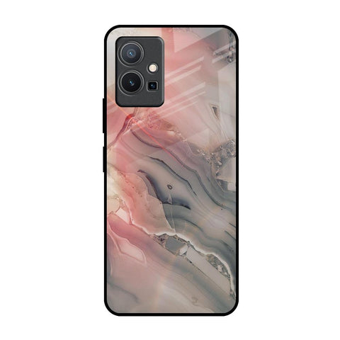 Pink And Grey Marble Glossy Case For Vivo Y75 5G