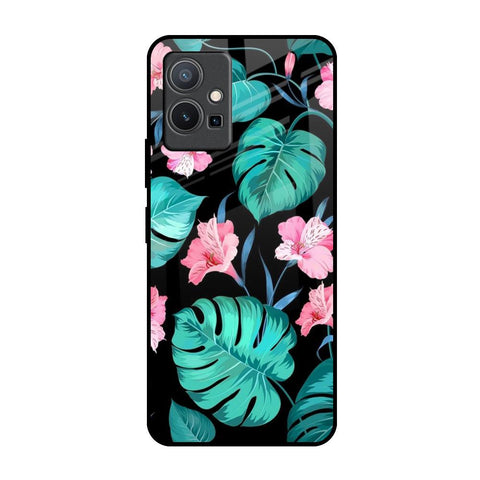 Tropical Leaves & Pink Flowers Glossy Case for Vivo Y75 5G