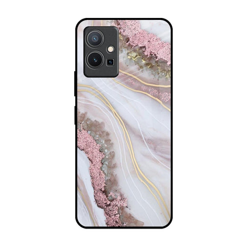 Pink & Gold Gllitter Marble Glossy Case for Vivo Y75 5G