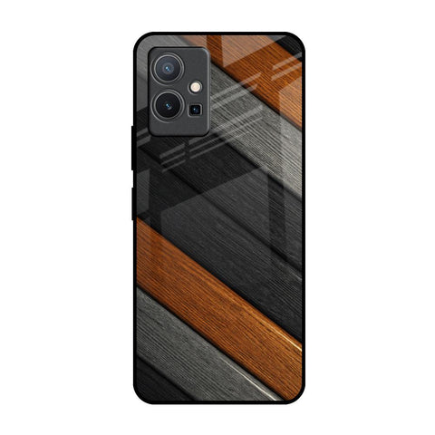 Tri Color Wood Glossy Case for Vivo Y75 5G