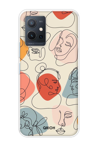Abstract Faces Soft Cover for Vivo Y75 5G