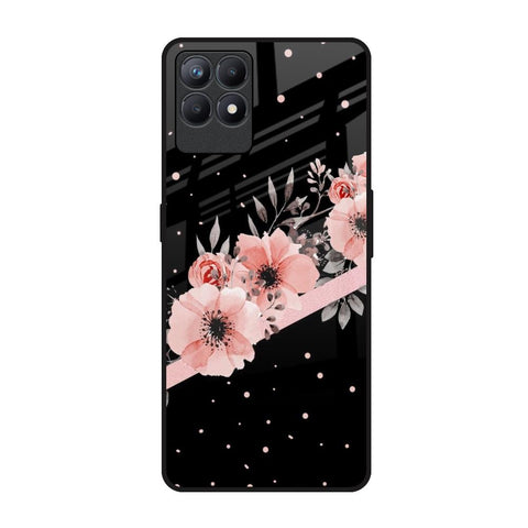 Floral Black Band Glossy Case For Realme Narzo 50
