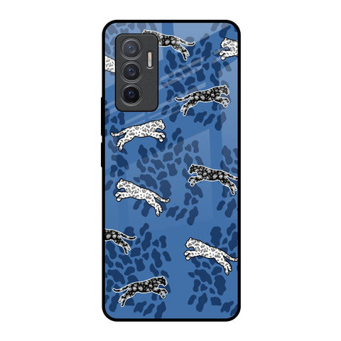 Blue Cheetah Glossy Case for Vivo V23e 5G