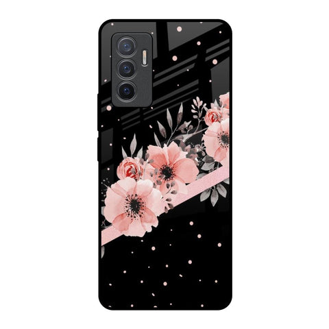 Floral Black Band Glossy Case For Vivo V23e 5G