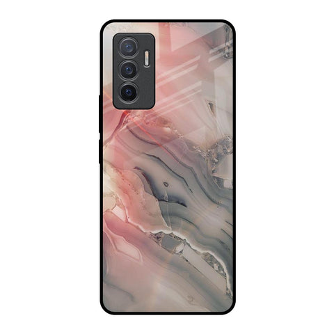 Pink And Grey Marble Glossy Case For Vivo V23e 5G