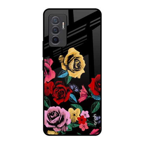 Floral Decorative Glossy Case For Vivo V23e 5G
