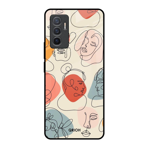 Abstract Faces Glossy Case for Vivo V23e 5G