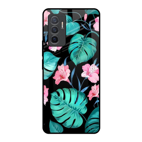Tropical Leaves & Pink Flowers Glossy Case for Vivo V23e 5G
