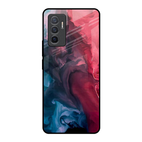 Blue & Red Smoke Glossy Case for Vivo V23e 5G