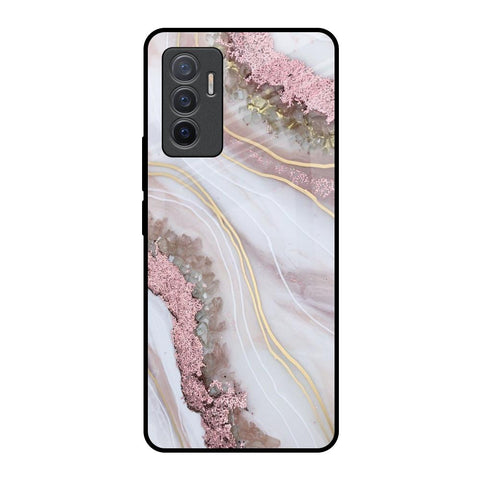 Pink & Gold Gllitter Marble Glossy Case for Vivo V23e 5G