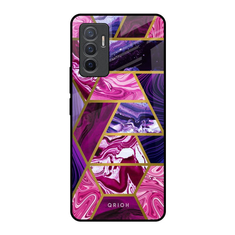 Electroplated Geometric Marble Glossy Case for Vivo V23e 5G