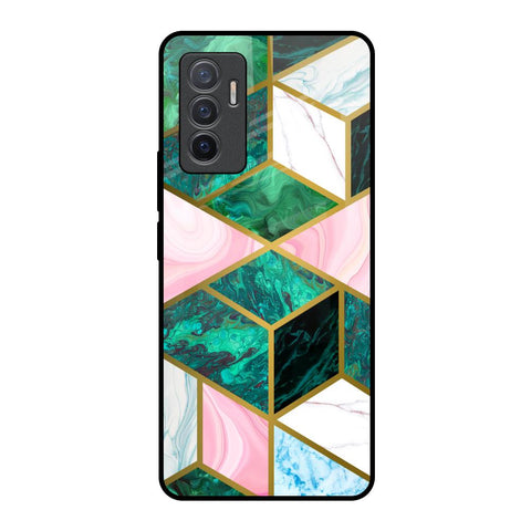Seamless Green Marble Glossy Case for Vivo V23e 5G