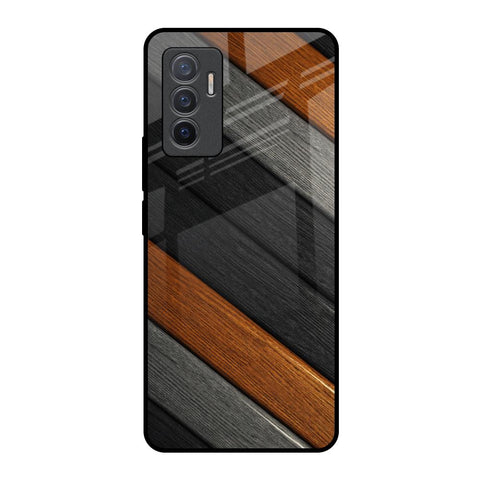 Tri Color Wood Glossy Case for Vivo V23e 5G
