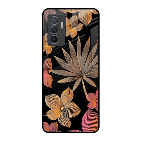 Lines Pattern Flowers Glossy Case for Vivo V23e 5G