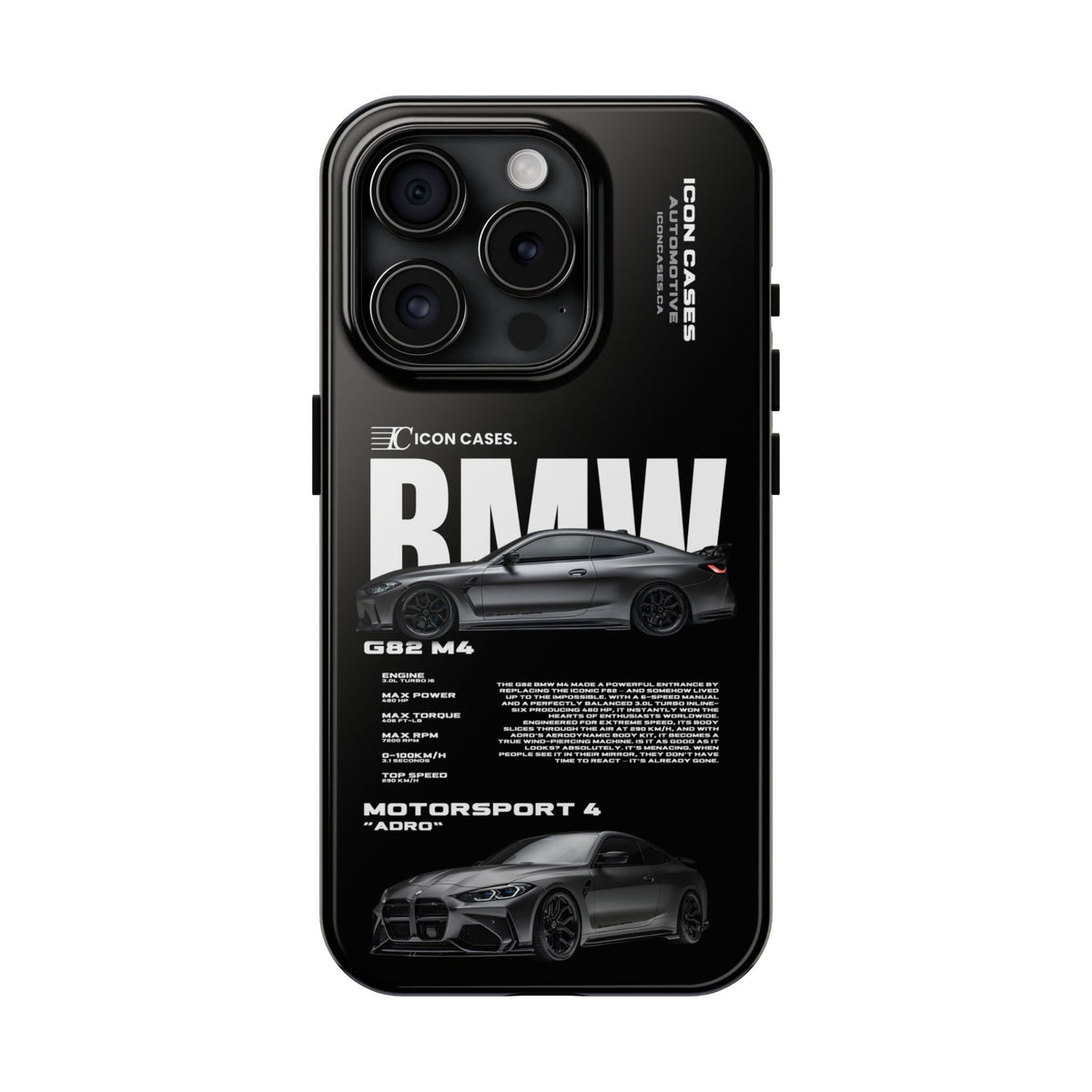 BMW M4 (G82) Black Premium Tough Shining Phone Case (Double Layer) Available For All iPhone Models