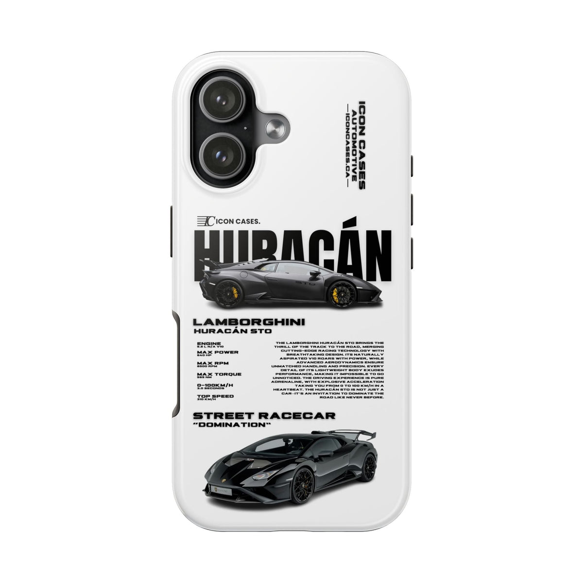 Lamborghini Huracan STO White Premium Tough Shining Phone Case (Double Layer) Available For All iPhone Models
