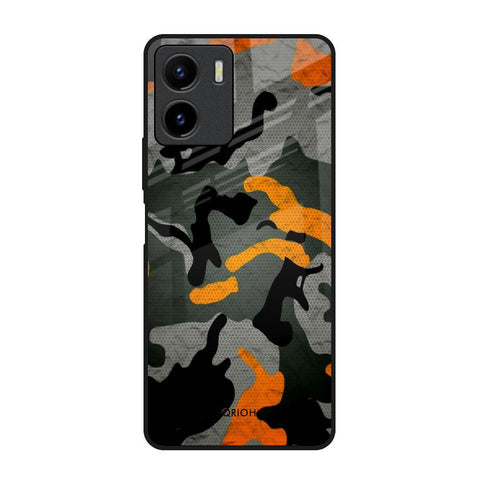 Camouflage Orange Glossy Case For Vivo Y15s