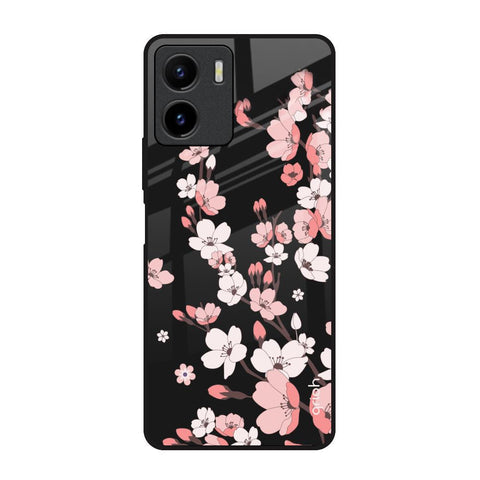 Black Cherry Blossom Glossy Case for Vivo Y15s