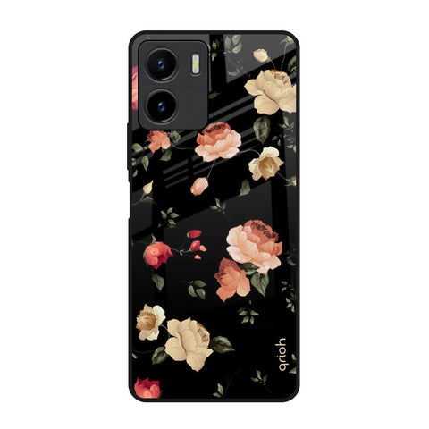 Black Spring Floral Glossy Case for Vivo Y15s